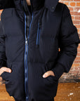 Ellabee Black With Blue Zipper And Lining Racoon Fur Coat