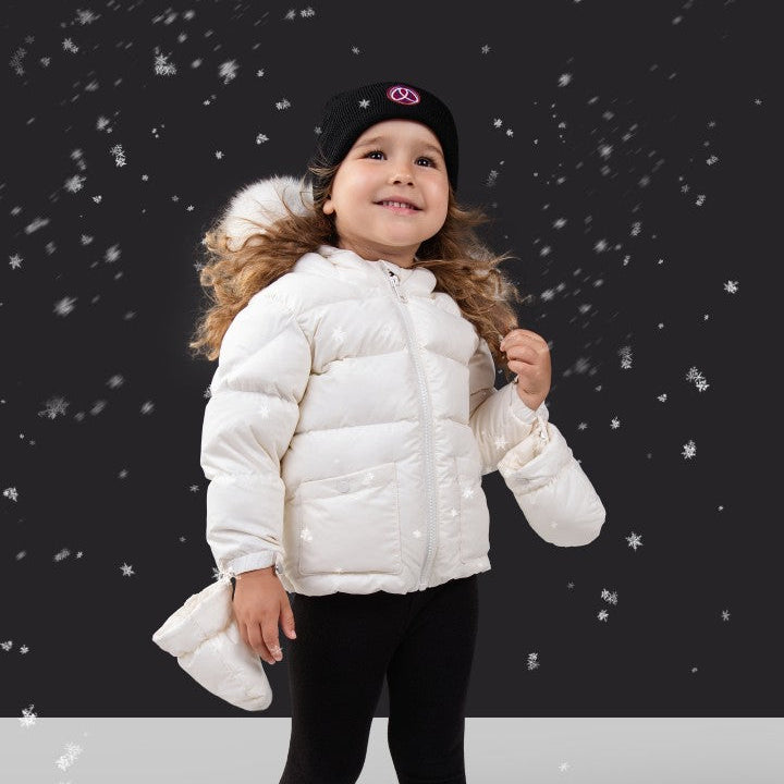 Ellabee Beige Corduroy Enfant Fur Down Jacket