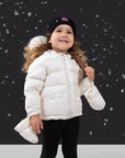 Ellabee Beige Corduroy Enfant Fur Down Jacket