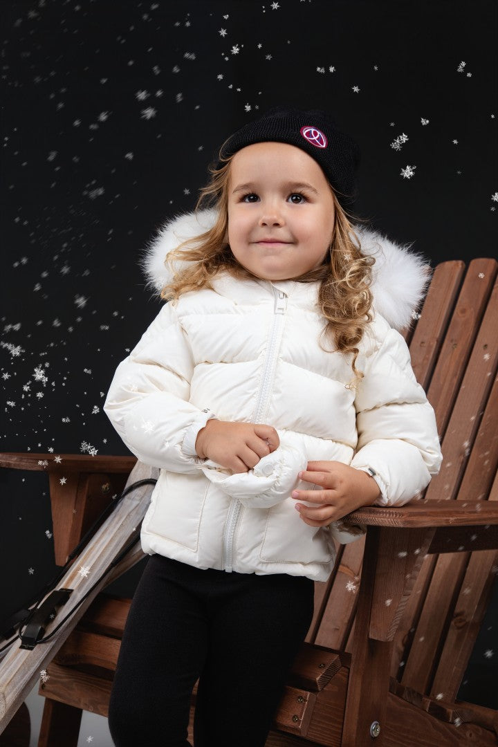 Ellabee Beige Corduroy Enfant Fur Down Jacket