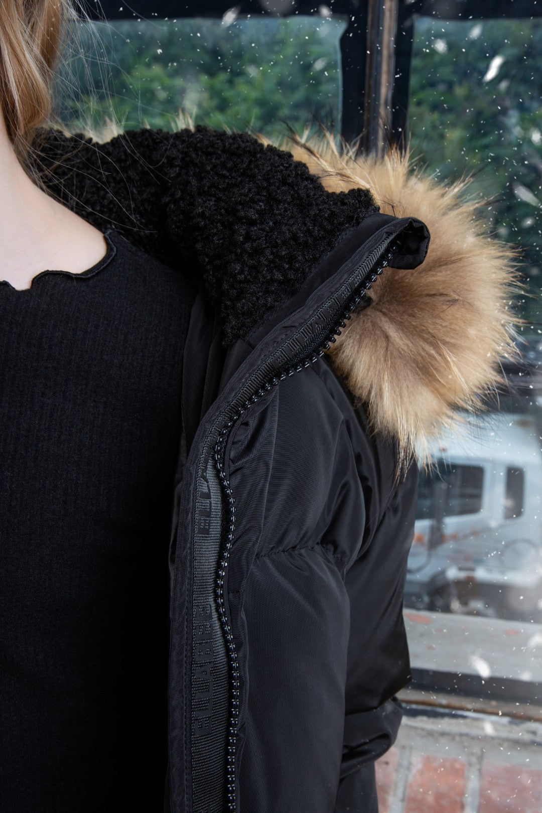 Ellabee Girls Shearling Color Bomber With Natural Racoon Fur