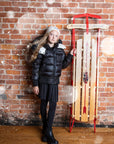 Ellabee Girls Accent Lining Black Fox Fur Coat