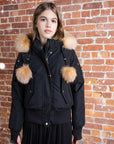 Ellabee Girls Canvas Pompom Bomber Gold Fux Fur