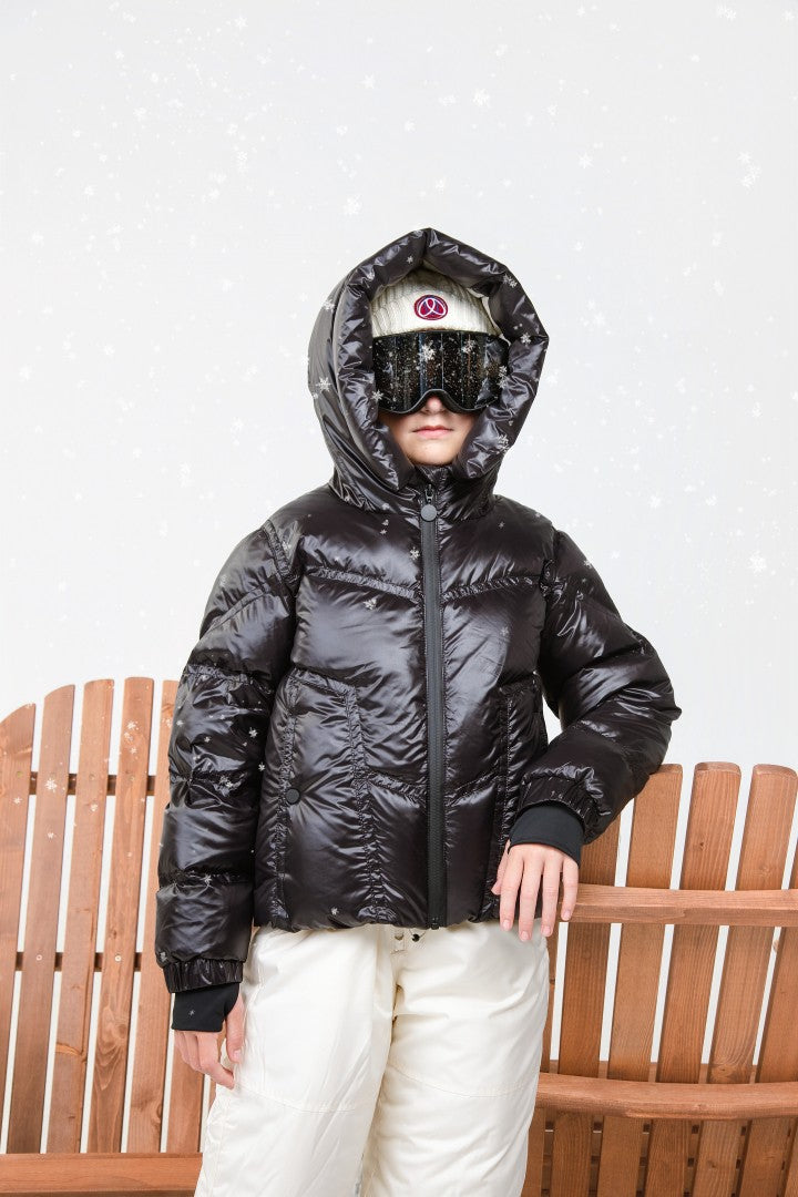 Ellabee Black Off White Lining Julia Ski Down Jacket