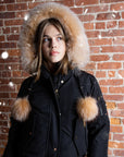 Ellabee Girls Canvas Pompom Bomber Gold Fux Fur