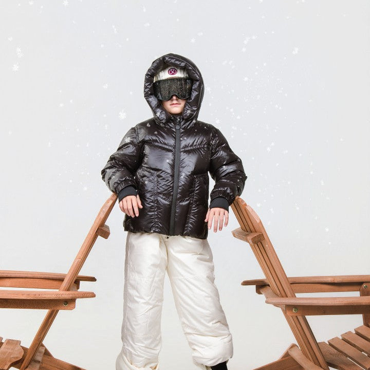 Ellabee Black Off White Lining Julia Ski Down Jacket