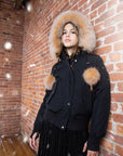 Ellabee Girls Canvas Pompom Bomber Gold Fux Fur