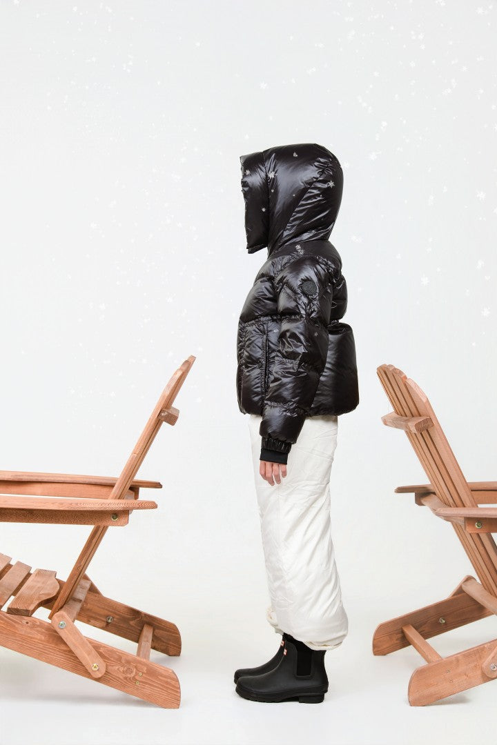 Ellabee Black Off White Lining Julia Ski Down Jacket