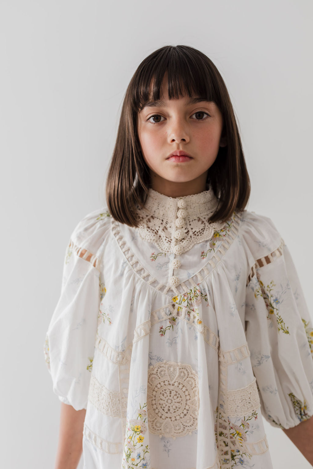 Petite Amalie Spring Meadow Doily Applique Voile Dress