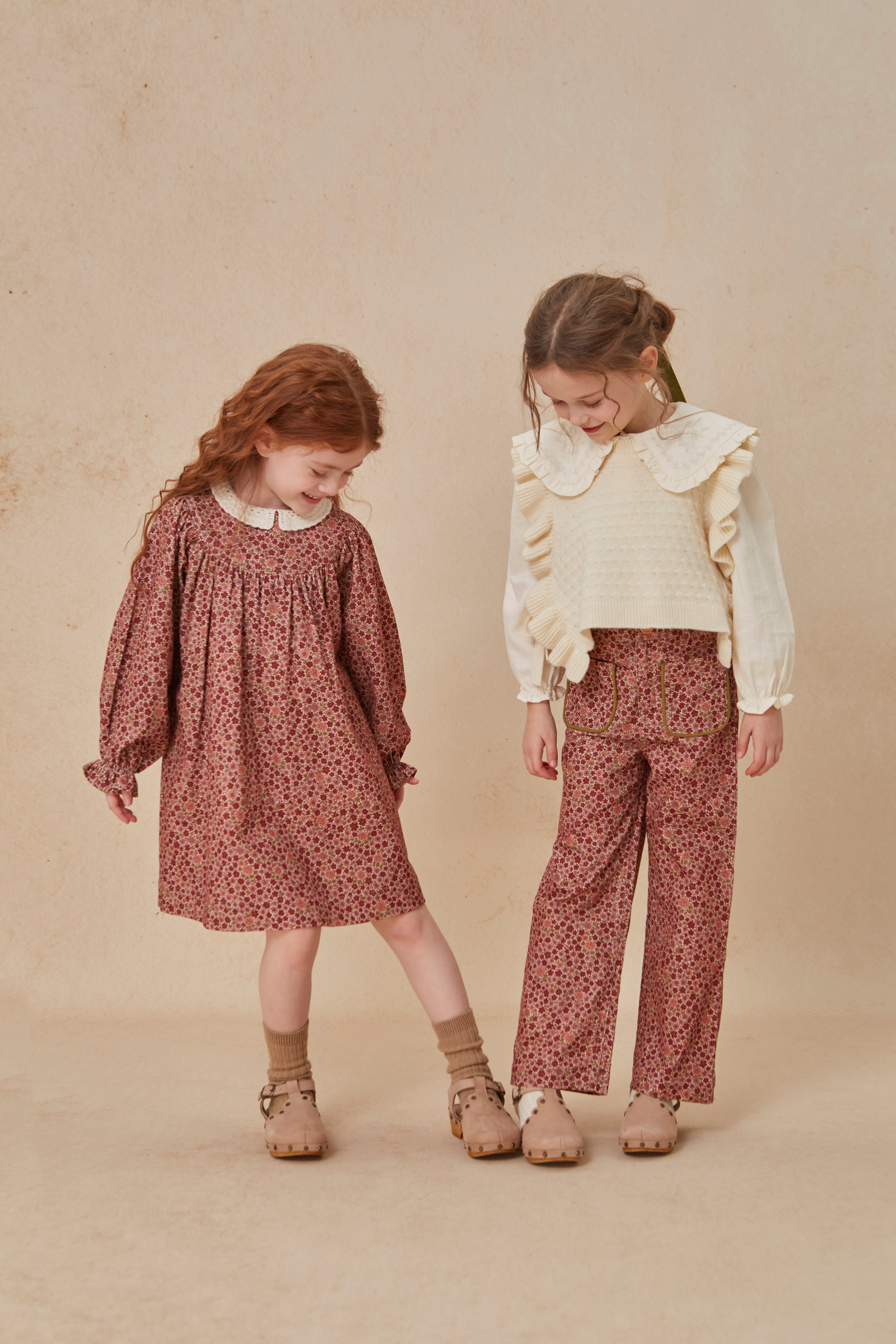 Cera Una Volta Burgundy Flower Kaya Dress