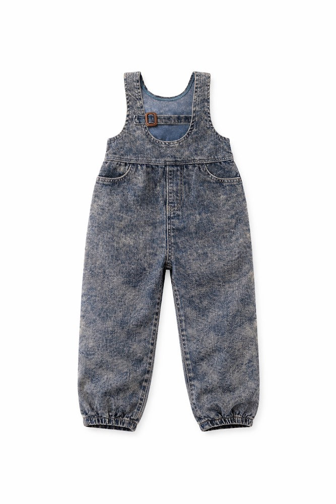 Birnham On The Sea Navy Wash Corduroy Buckle Romper