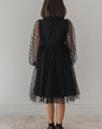 Petit Amalie Black Rose Flocked Mesh Bow Dress