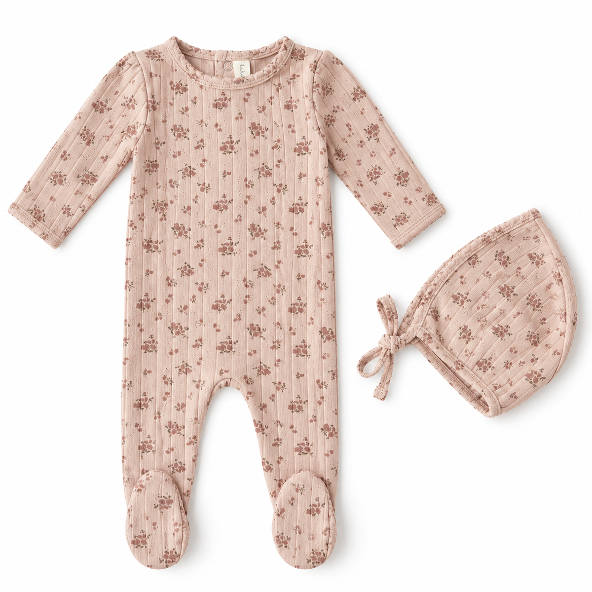 Lilette Dusty Pink Garden Cluster Footie + Hat