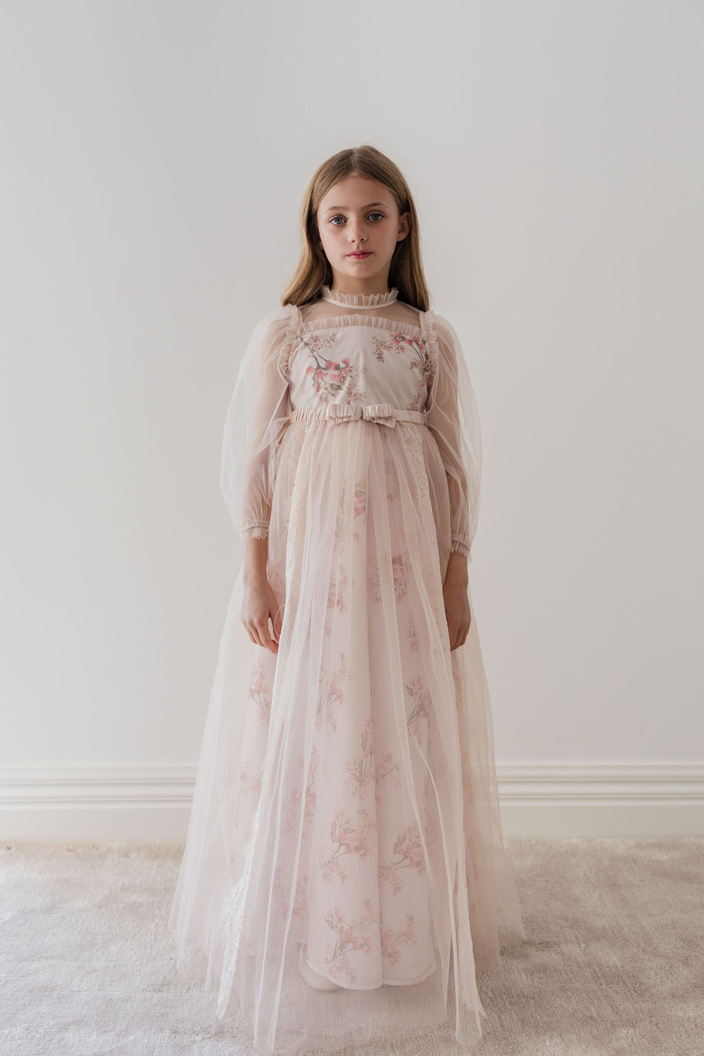 Petite Amalie Blush Orchid French Lace And Tulle Gown