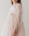 Petite Amalie Blush Orchid French Lace And Tulle Gown