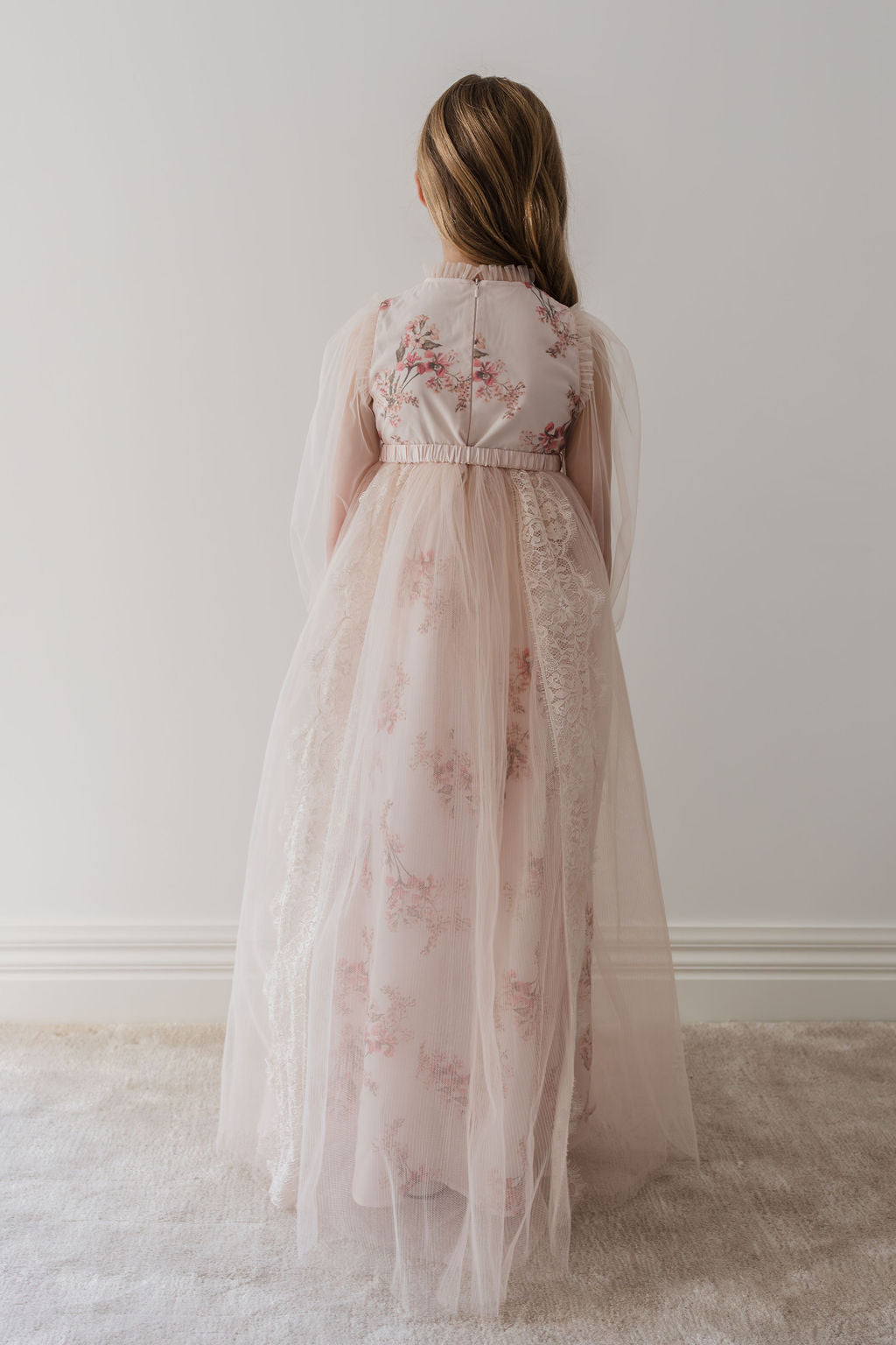 Petite Amalie Blush Orchid French Lace And Tulle Gown