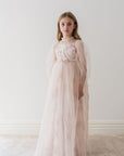 Petite Amalie Blush Orchid French Lace And Tulle Gown