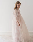 Petite Amalie Blush Orchid French Lace And Tulle Gown