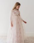 Petite Amalie Blush Orchid French Lace And Tulle Gown