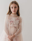 Petite Amalie Blush Orchid French Lace And Tulle Gown