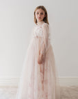 Petite Amalie Blush Orchid French Lace And Tulle Gown