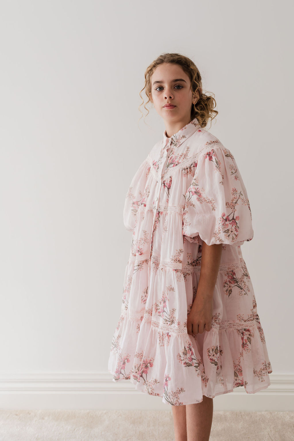 Petite Amalie Blush Orchid Linen Dress