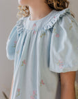 Steph Pale Wash Embroidered Chambray Babydoll Dress