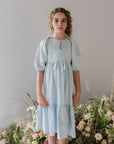 Steph Pale Wash Crochet Doily Chambray Dress