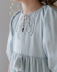 Steph Pale Wash Crochet Doily Chambray Dress