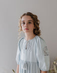 Steph Pale Wash Crochet Doily Chambray Dress