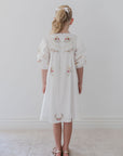 Petite Amalie White Cross Stitch Elbow Sleeve Dress