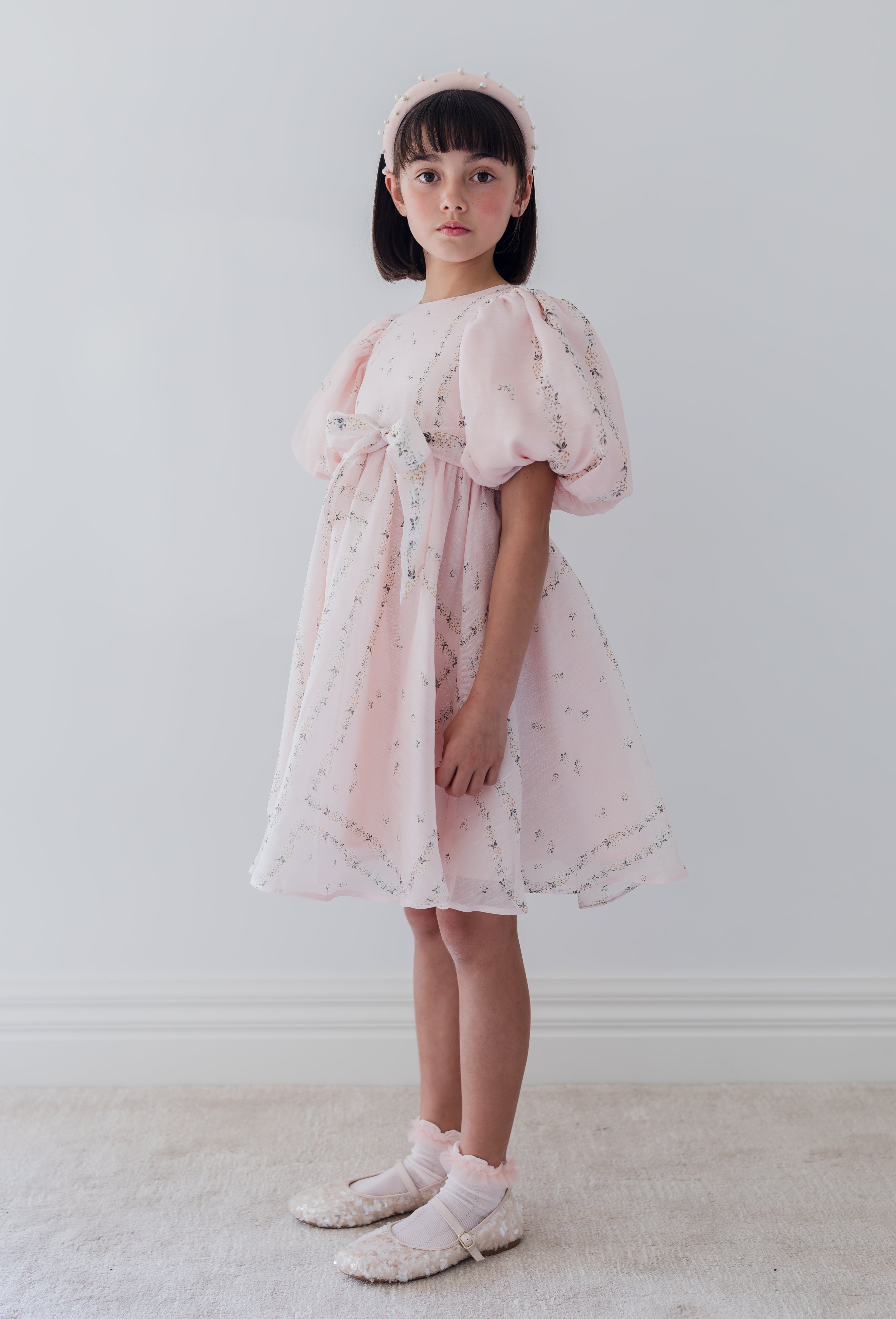 Petite Amalie Delicate Border Print Silk Linen Dress 1429 / 12y Petite Amalie Delicate Border Print Silk Linen Dress 1429 / 12y