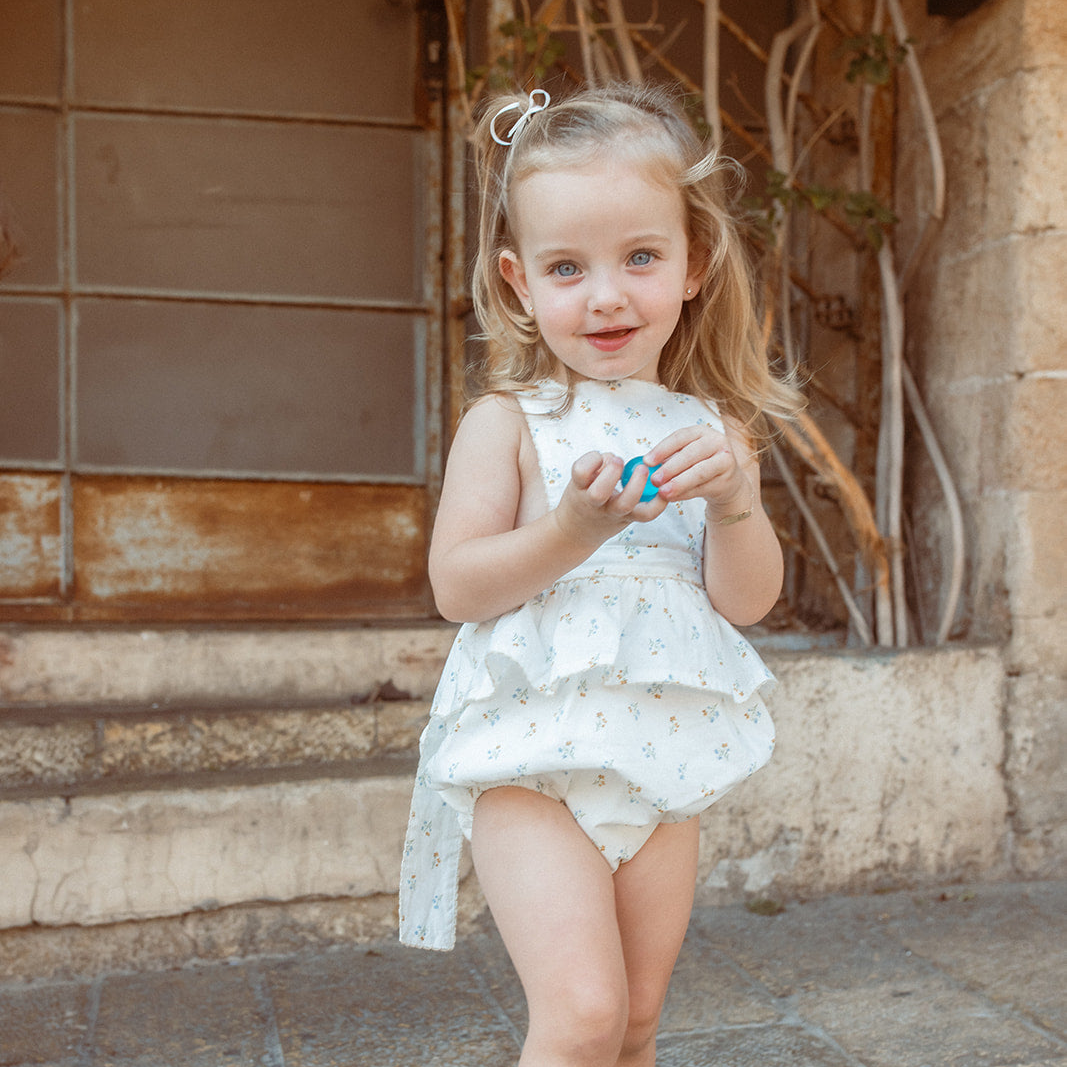 Noma Tan Vine Embroidery Romper
