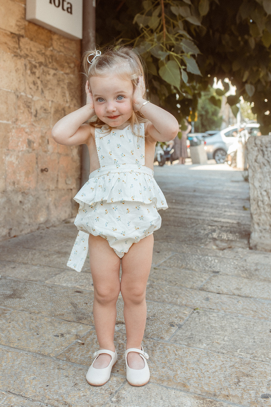 Noma Tan Vine Embroidery Romper