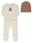 Ely's And Co Velour Plaid Bear Footie + Hat