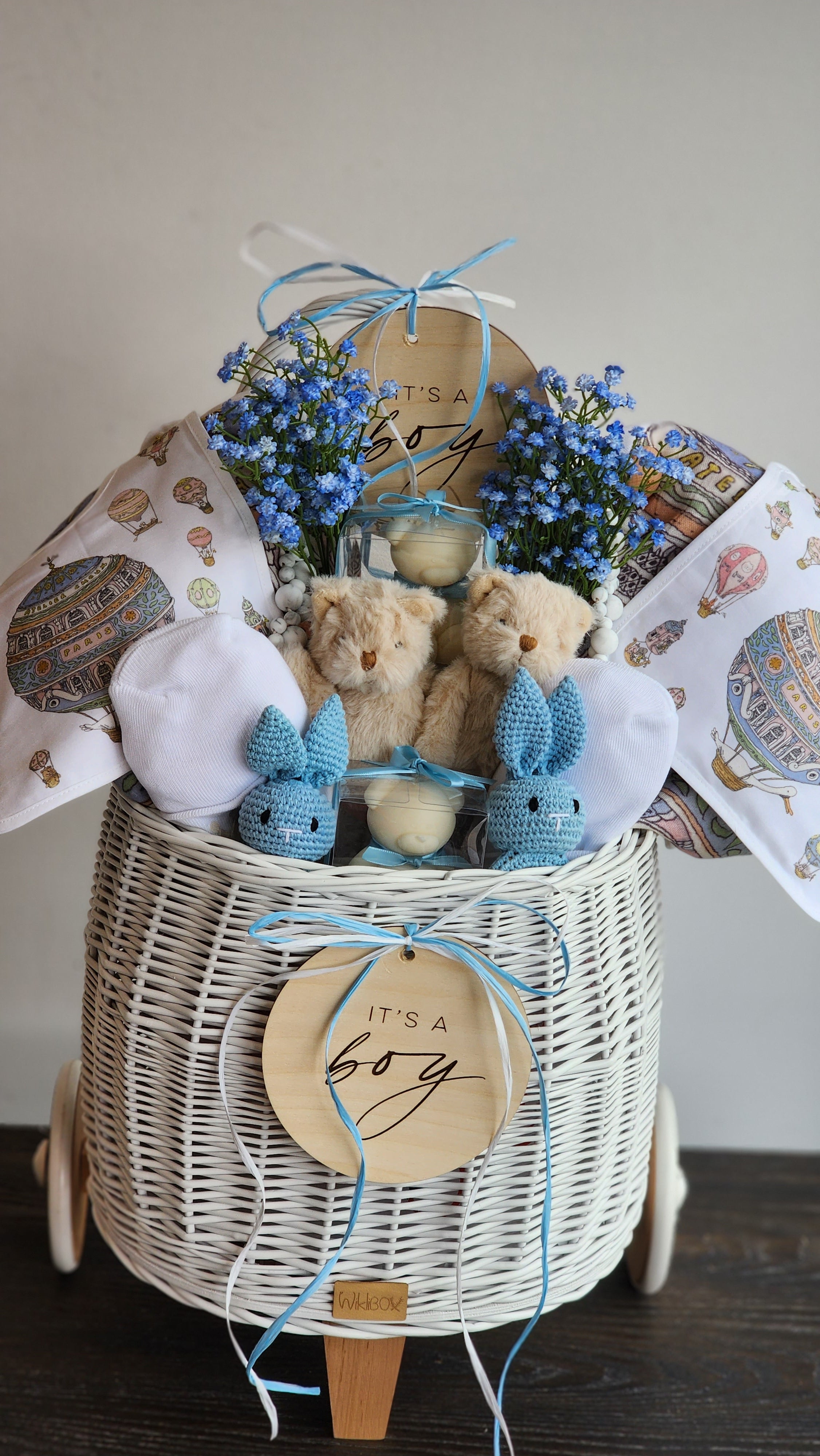 Gift Package In 2 Wheel Carriage - Baby Boy