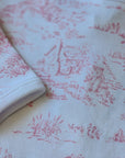 Cotton PomPom Toile De Jouy Footie + Hat