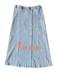 Limited Edition Denim Snap Midi Skirt