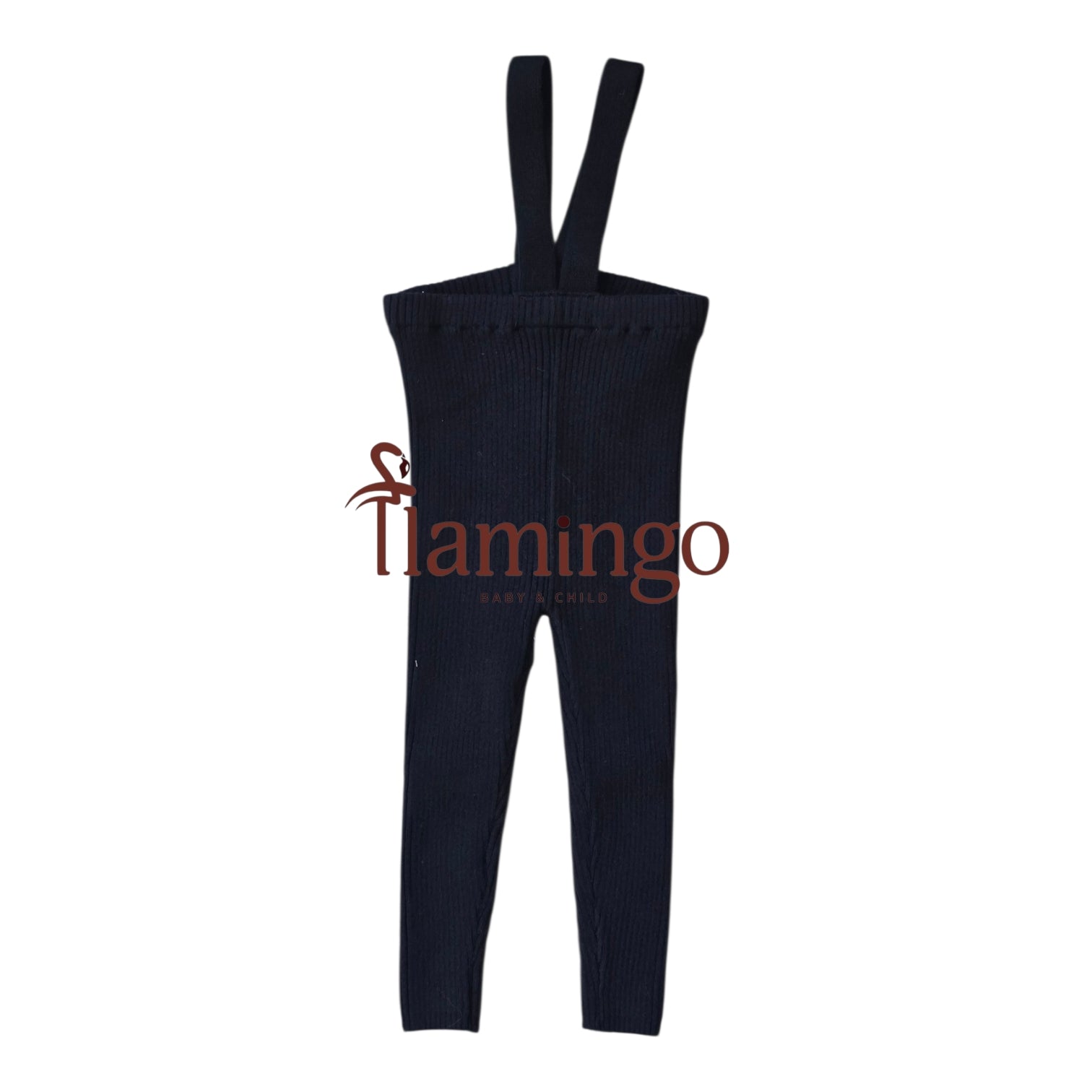 Lil Legs Black Knit Suspender Leggings