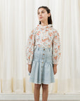 Steph By Petite Amalie Light Denim Button Skirt