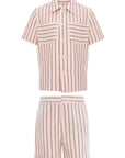Pernille Cream/Burgundy Striped Shirt Set