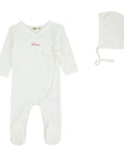 Noggi Red Embroidery Lil Love Footie Set