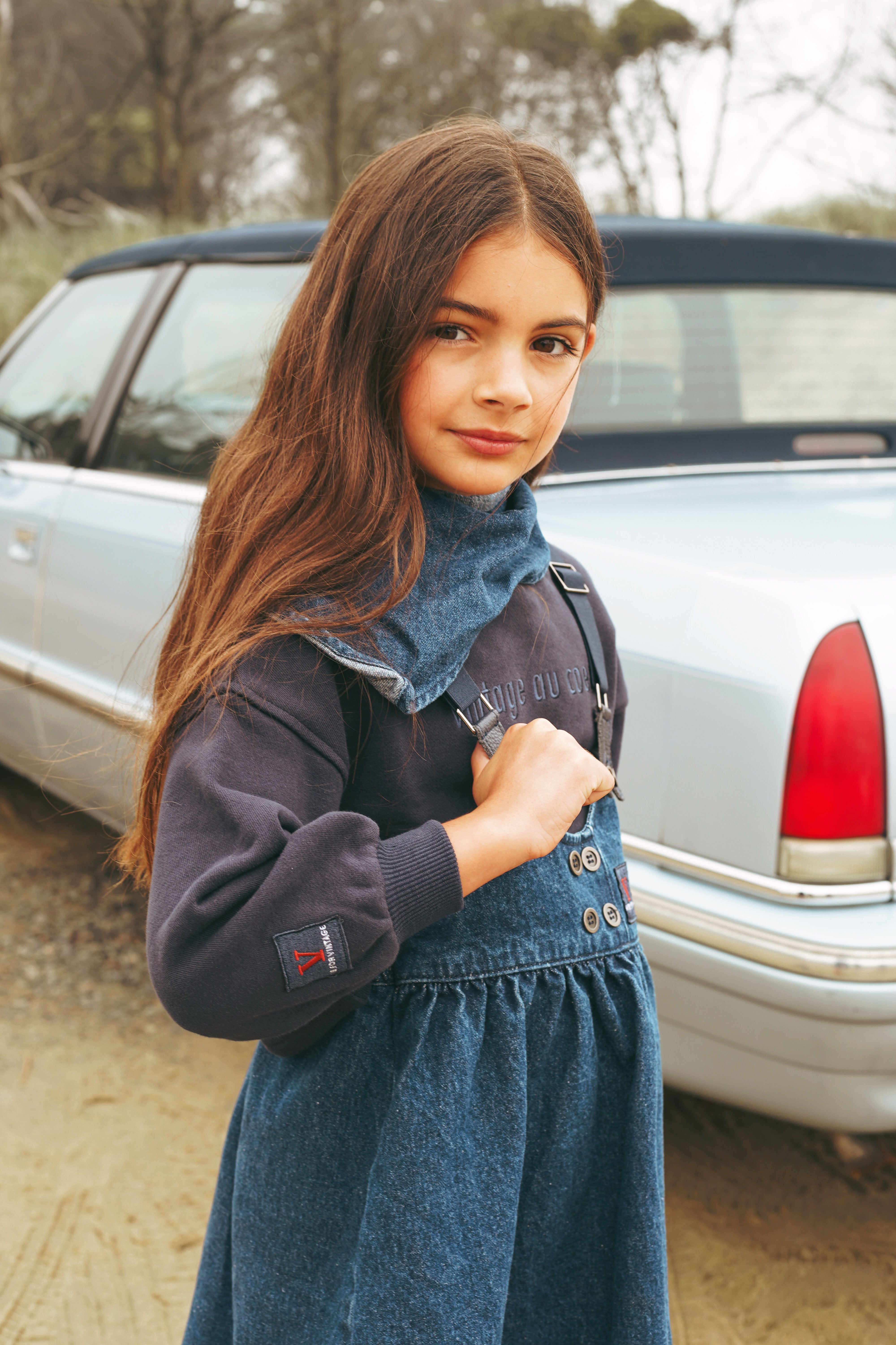 Calla Lili Denim Blue Suspender Dress
