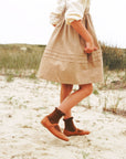 Calla Lili Camel Smocking Dress With Shirt