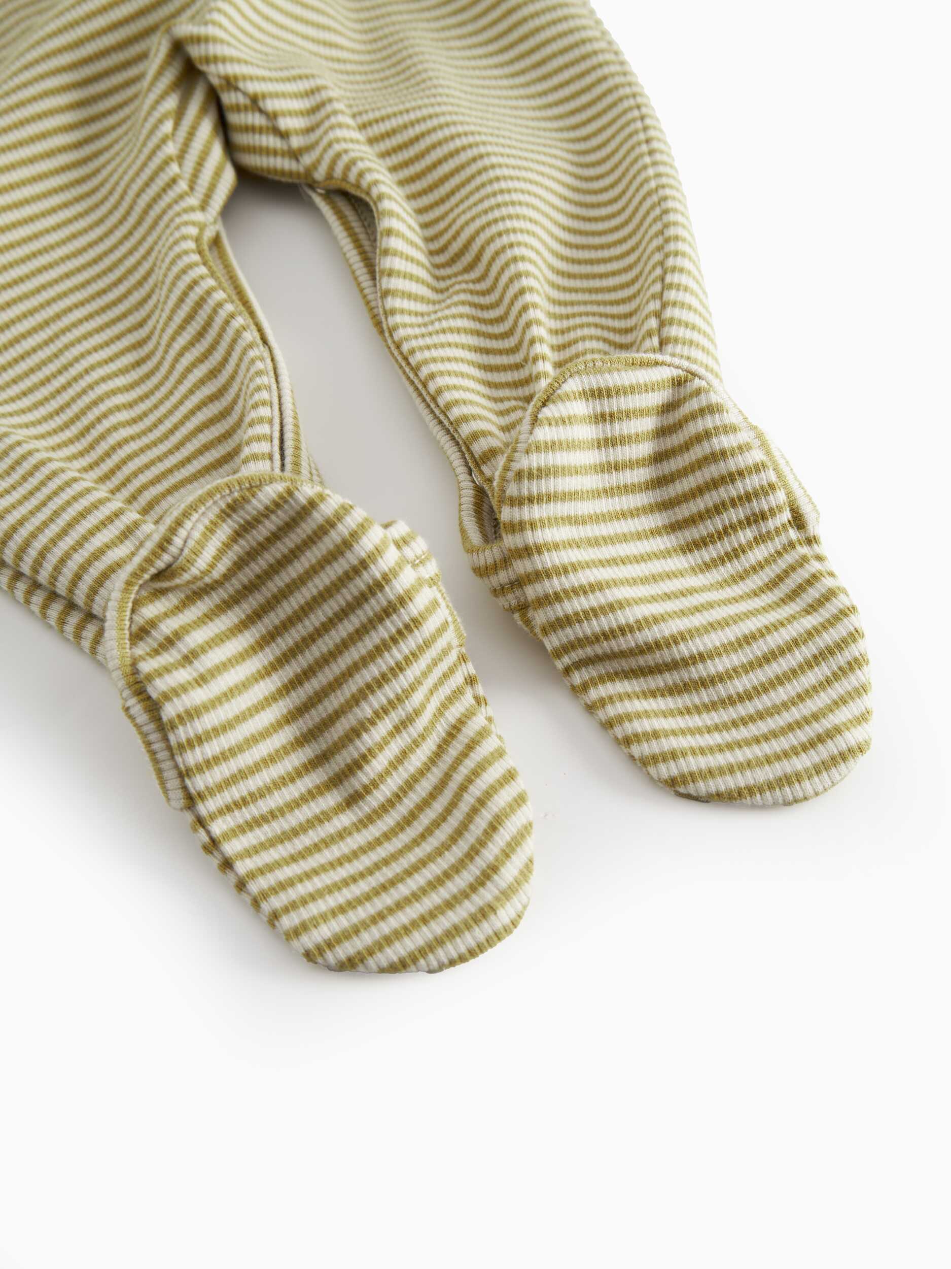 MarMar Copenhagen Olive Stripe Footie + Hat