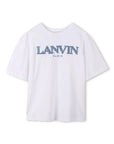 Lanvin White Blue Curb Lace Pattern Logo Tee