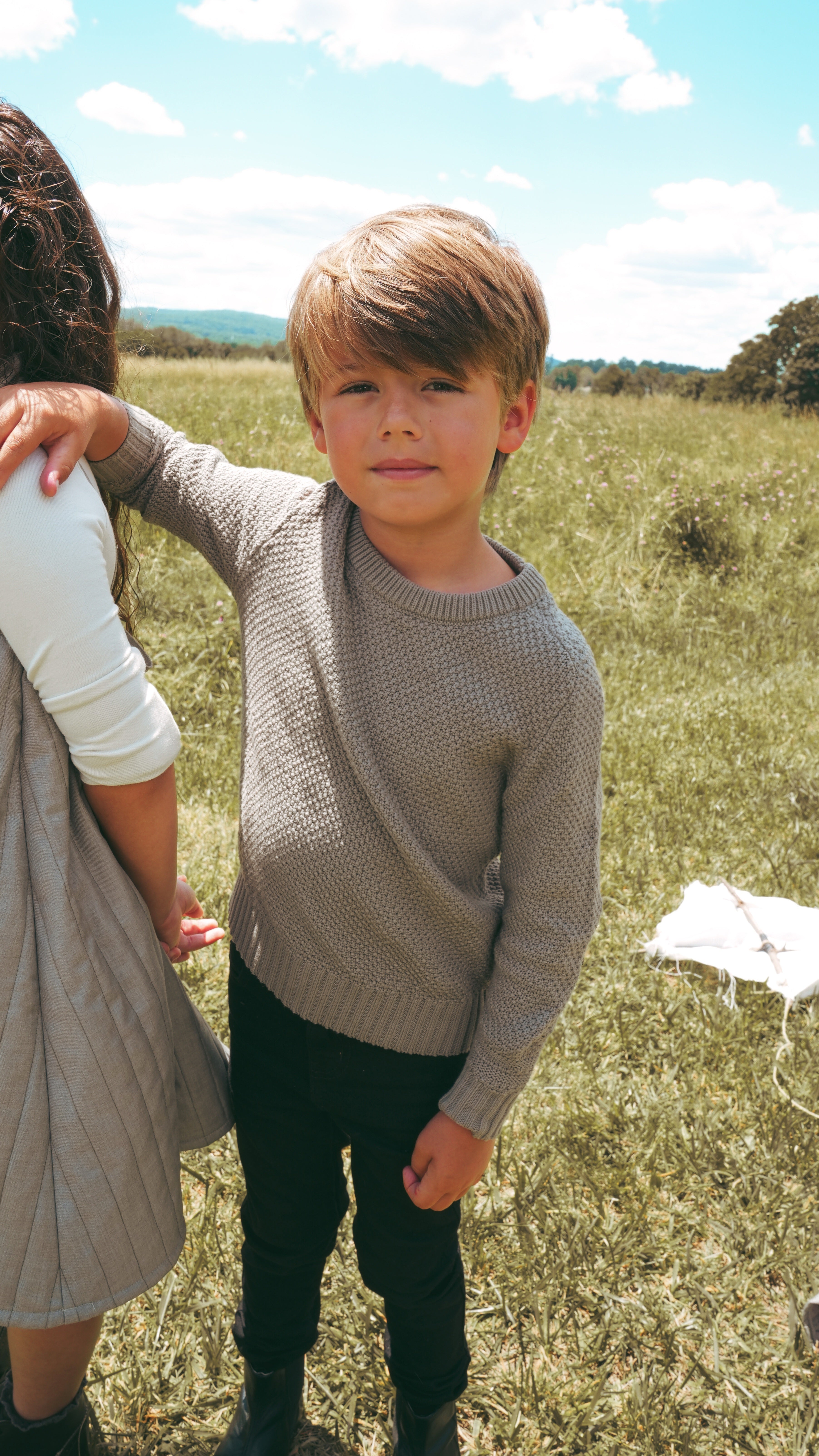Calla Lili Taupe Boy Knit Round Neck Sweater