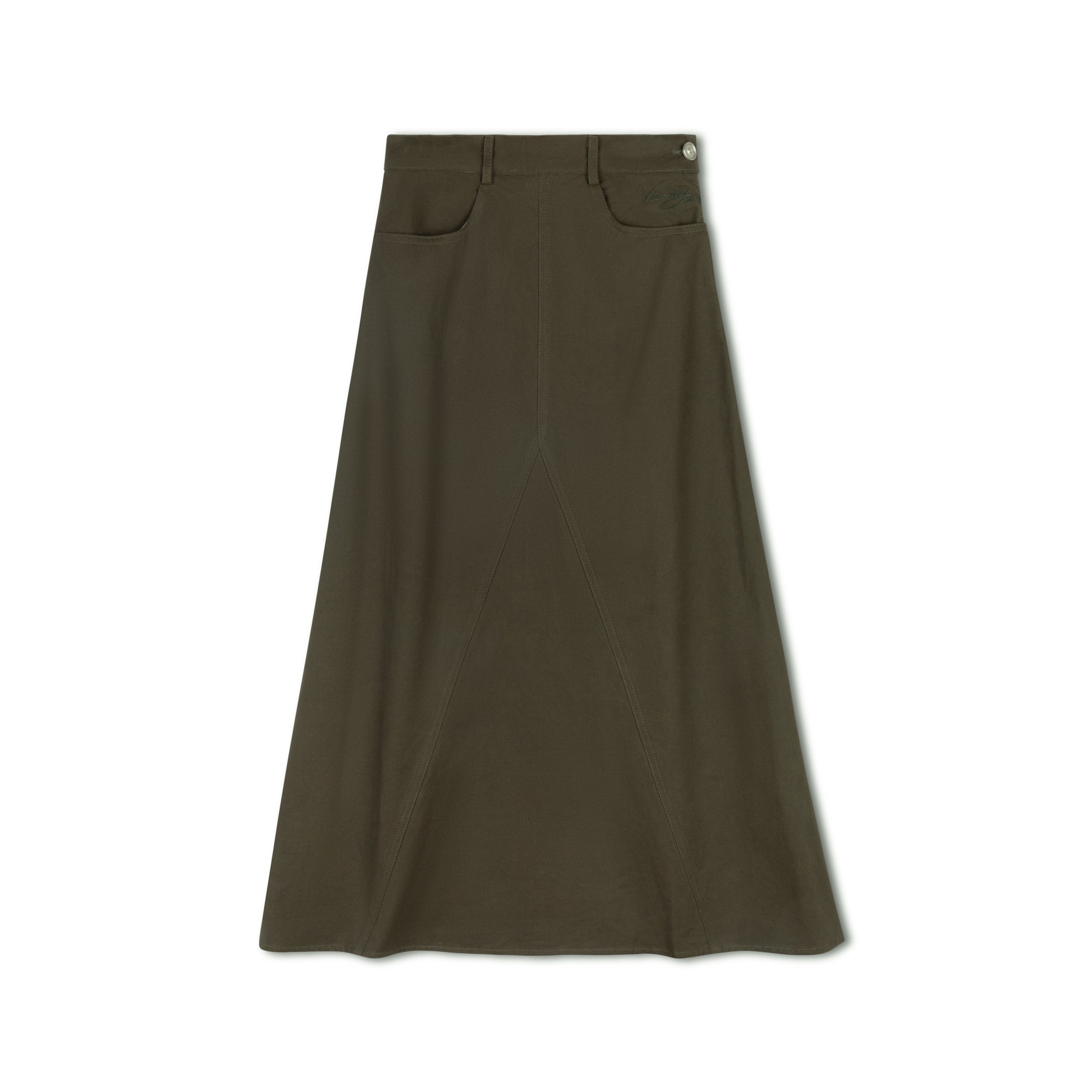 Varsity Olive A Line Skirt