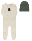 Ely's And Co Velour Plaid Bear Footie + Hat