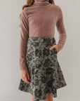 Steph Black Rose Printed Skirt